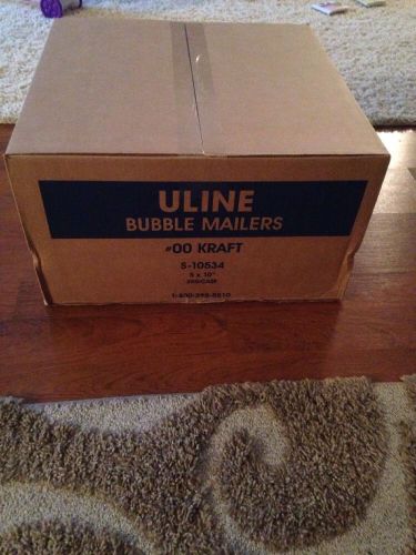 Uline #00 Kraft Bubble Mailers. Unopened Box Of 250. 5x10&#034;. S-10534