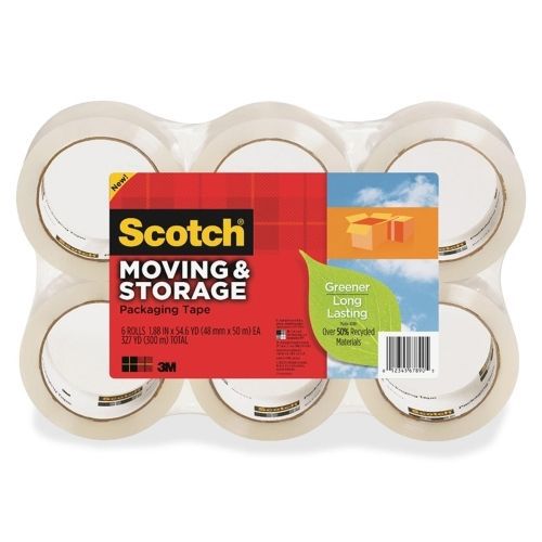 Moving &amp; Storage Tape, 1.88&#034; x 42.2yds, Clear, 6/Pack
