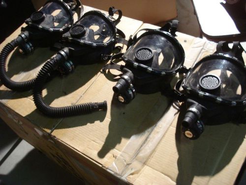 Lot of 4 SCOTT SCBA Masks Firefighter Fire Gear Breathing Apparatus 2/w hoses