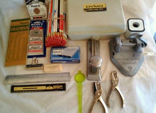Vintage office supplies and desk accessories Plus Dymo labeling system