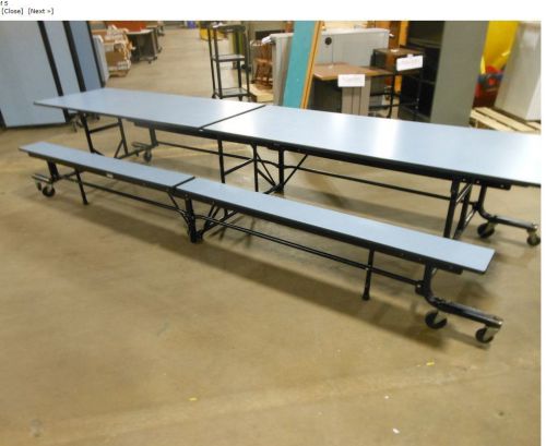 12 Foot Fold Up  Cafeteria Table with attached Benches
