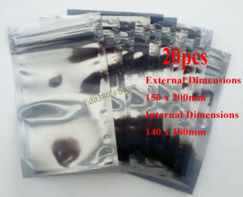 20pcs new esd anti-static shielding bags 150 x 200mm 15x20cm 5.9&#034;x7.9&#034; zip lock for sale