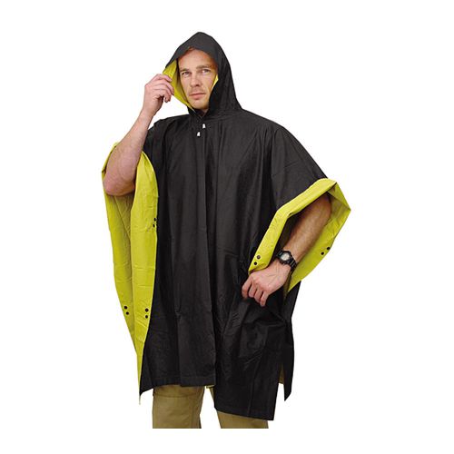NEW HEAVY DUTY OUTDOOR REVERSIBLE PONCHO IN BLACK AND YELLOW