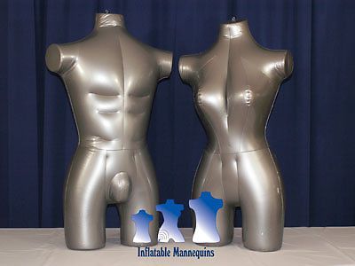 His &amp; Her Special - Inflatable Mannequin - 3/4 Forms, Silver