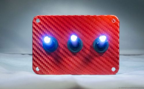 3 HOLE RED Carbon Fiber WRAP w/ LED toggle switches - WHITE
