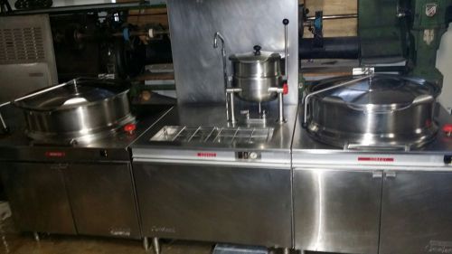 Cleveland 2-40 gal and 1-10 gal TILTING KETTLES