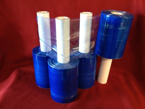4 Rolls Blue Stretch Plastic Wrap 5&#034; x 1000&#039; x 80ga Stretch Wrap / Stretch Film