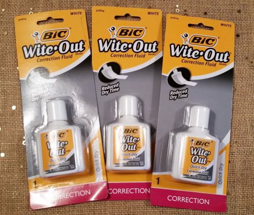 Brand New! BIC Wite Out Correction Fluid Set of 3