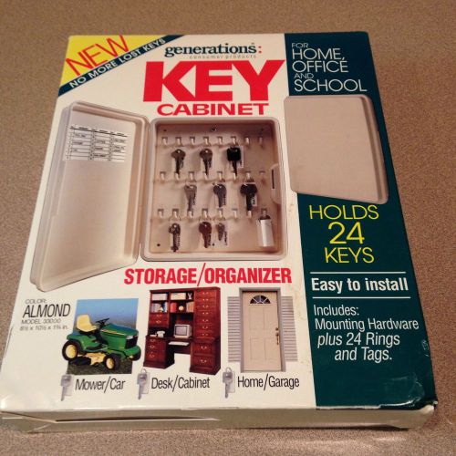 New in box generations lockable 24 key mount cabinet storage plastic-almond for sale