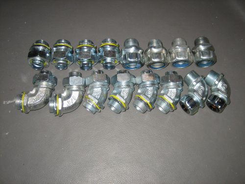 Large Lot Of 16  - 3/4&#034; Hubbell &amp; Thomas &amp; Betts Liquid Tight Fittings