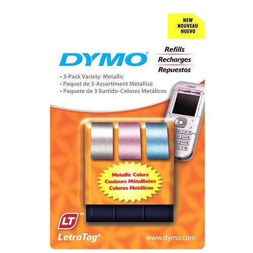 3PK Dymo Letra Tag METALLIC Refill Tapes for LetraTag Label Makers NEW &amp; Sealed