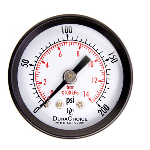 1-1/2&#034; Dry Utility Pressure Gauge - Blk.Steel 1/8&#034; NPT Center Back 200PSI