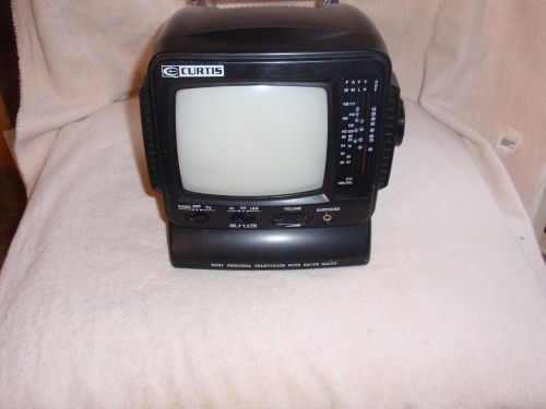 Curtis rt068 5in black white am/fm radio portable television tv 12v-dc(euc) for sale