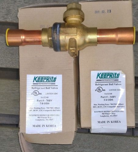 2 keeprite refrigerant  ball valves 3/4&#034; , 7/8&#034; 34BV, 78BV 700psi 48 BAR