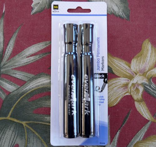 * dg office 2 ct. jumbo permanent black markers, quick drying, chisel tip, 10428 for sale