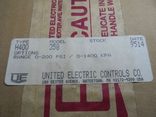 (U2-2) 1 NEW UNITED ELECTRIC CONTROLS CO H400 358 PRESSURE SWITCH