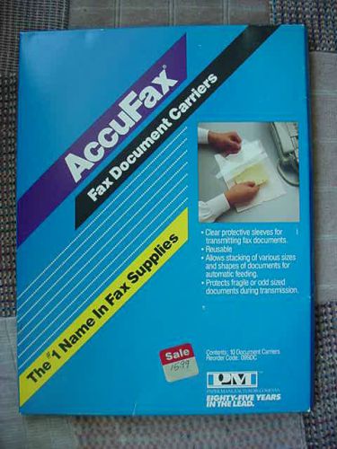 FAX DOCUMENT CARRIER X 6 - NEW IN BOX - SIZE 8 1/2 X 12