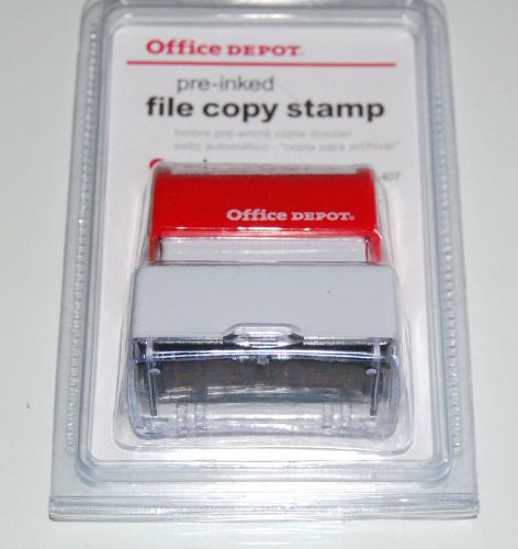 File Copy Stamp Office Depot Red Pre Inked Self Inking Rubber Stamp New