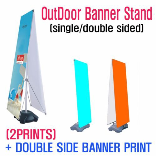 WATER BASE INDOOR / OUTDOOR ADJUSTABLE X BANNER STAND with 2 PRINTS(DOUBLE SIDE)