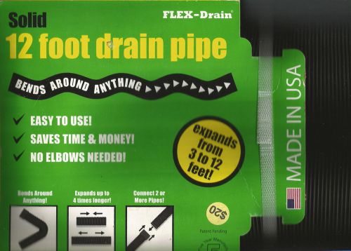 Flex-Drain Flexible/Expandable Landscaping Drain Pipe, Solid, 4&#034;x 12Ft. USA Made