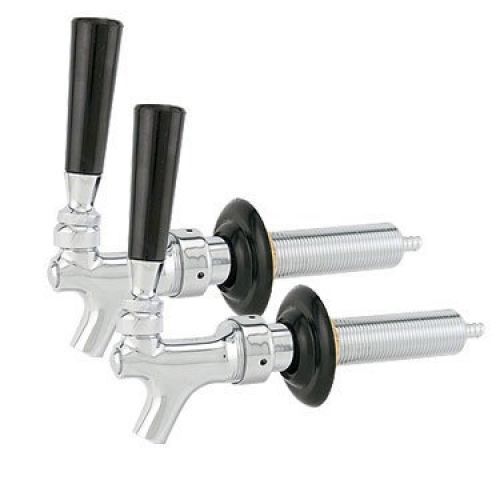 Kegco bf ebcfblshank4-2 chrome beer faucet and shank combo (set of 2), chrome for sale