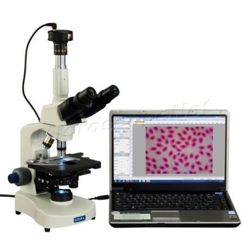 40X-2000X Trinocular Phase Contrast Lab LED Microscope+2MP Camera Reversed Nose
