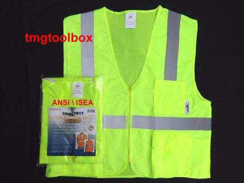 Medium lime safety vest 4 pocket, high visibility security mesh back, zipper for sale