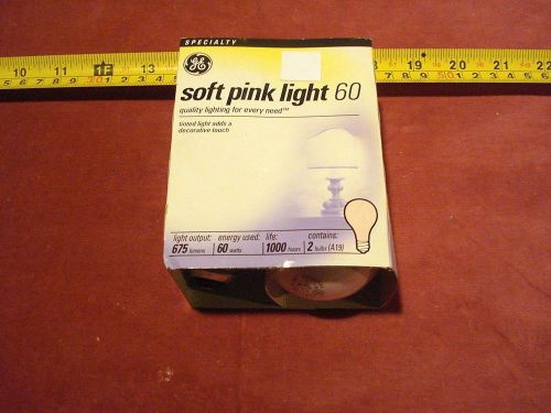 (3098.) GE Incandescent Bulbs Soft Pink 60W 2 Bulbs / Pack
