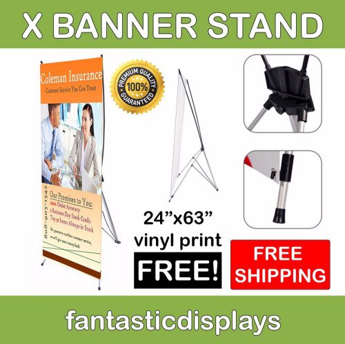 X BANNER Stand Trade Show Display Free 24x63 Vinyl Printing - Lightweight Tripod