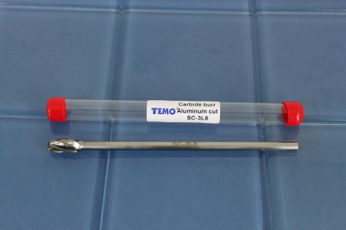 Temo sc-3l6 nfaluminum cut 7&#034; l carbide burr file 1/4&#034; shk 3/8&#034; head cylind b... for sale