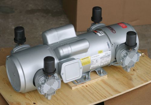 Gast oil-less air compressor &amp; vacuum pump; 7h 100 psi 9.1 cfm 1 ph 220v 50 hz for sale