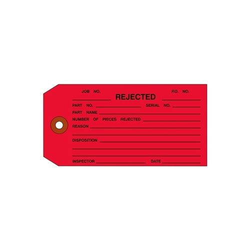 REJECTED TAG, 4-3/4&#034; X 2-3/8&#034;, Red, plain, box of 1000 rj1541rd