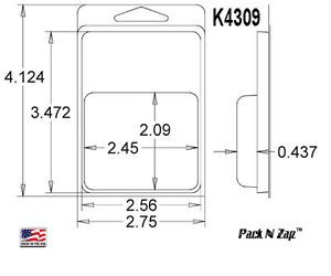K4309: 875 - 4&#034;H x 3&#034;W x0.437&#034;D Clamshell Packaging Clear Plastic Blister Pack