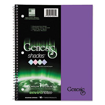 One-Subject Genesis Shades Notebook, 8 1/2 x 11, College Rule, Purple, 34 Sheets