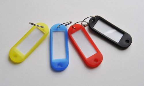 Set of 4 Key Tags with Removable Labels - Ships from Illinois, USA