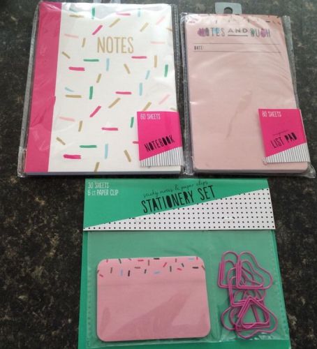 Target One Dollar Spot Confetti Pink Stationary Notebook List Pad Journal Set