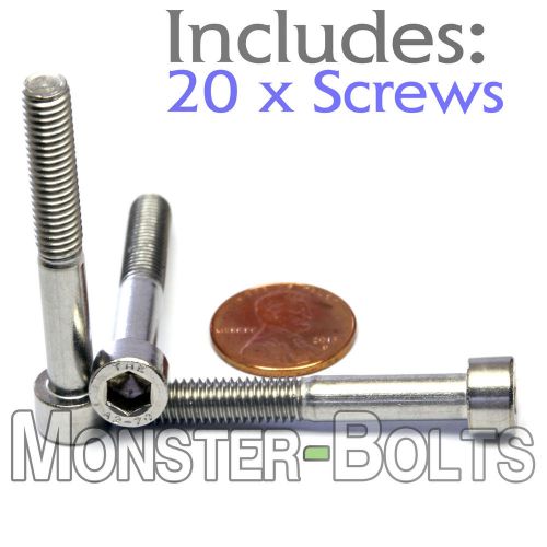 M6 x 45mm – qty 20 – din 912 socket head cap screws - stainless steel a2 / 18-8 for sale