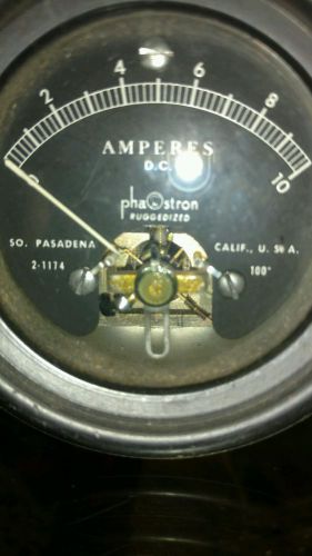 WWII panel meter gauge phaostron amperes DC 0-10 radio militaty