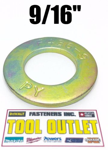 (qty 250) 9/16&#034; f436 sae grade 8 yellow zinc plated hardened flat washers for sale
