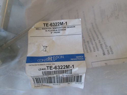 Johnson controls te-6322m-1 8&#034;1k ohm platinum class a sensor new in unopened bag for sale