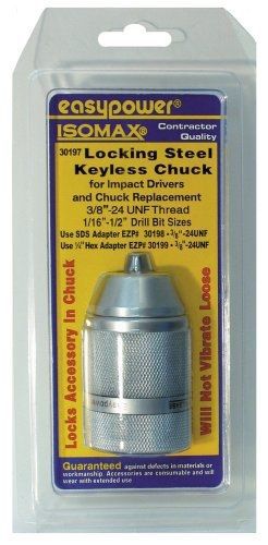 Eazypower 30197 locking steel keyless impact chuck 1/16-inch-1/2-inch drill bit for sale