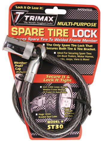 Trimax st30 trimaflex spare tire cable lock with round key 3 l x 12mm tx3000 for sale