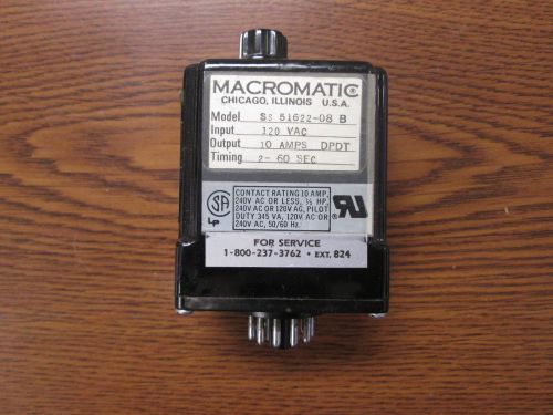 Macromatic SS-51622-08 B Time Delay Relay 120V SS5162208 B