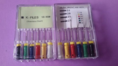 10 dental k-files 25mm #15-40 stainless steel hand use file endo root canal for sale