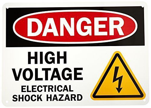SmartSign Aluminum OSHA Safety Sign, Legend &#034;Danger: High Voltage -Electrical