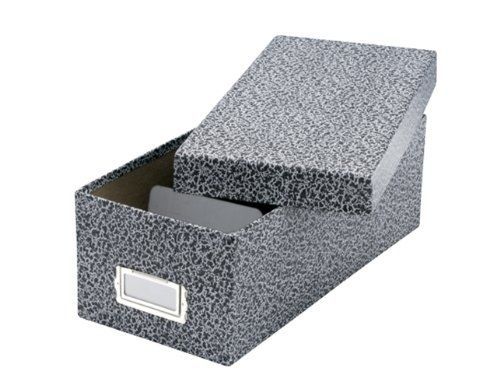 Oxford Reinforced Board 5 x 8 Card File With Lift-Off Cover, Black/White Agate,