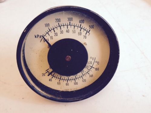 Vintage Combination Pressure Temperature Gauge Made in USA Antique Steampunk