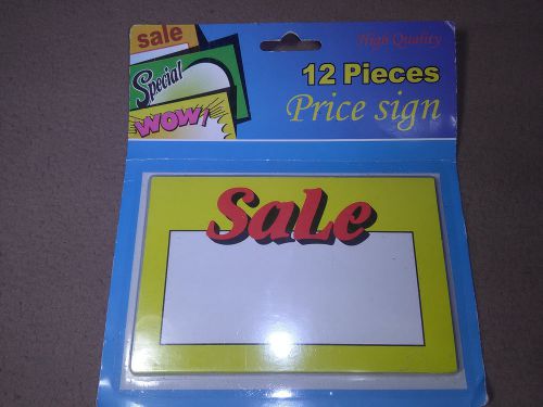 12 New Bright sale price sign label 3&#034;1/2 X 5&#034;1/2 yellow &amp; red