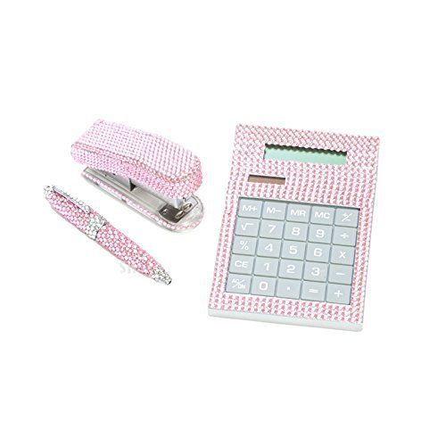 Pink Crystal Office Supply Set