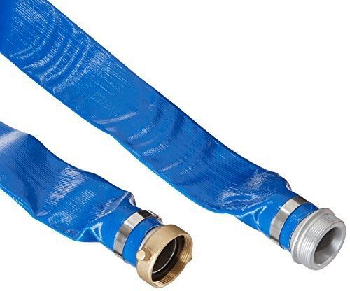 Apache 98138040 2&#034; x 25&#039; Blue PVC Lay-Flat Discharge Hose with Aluminum Pin Lug